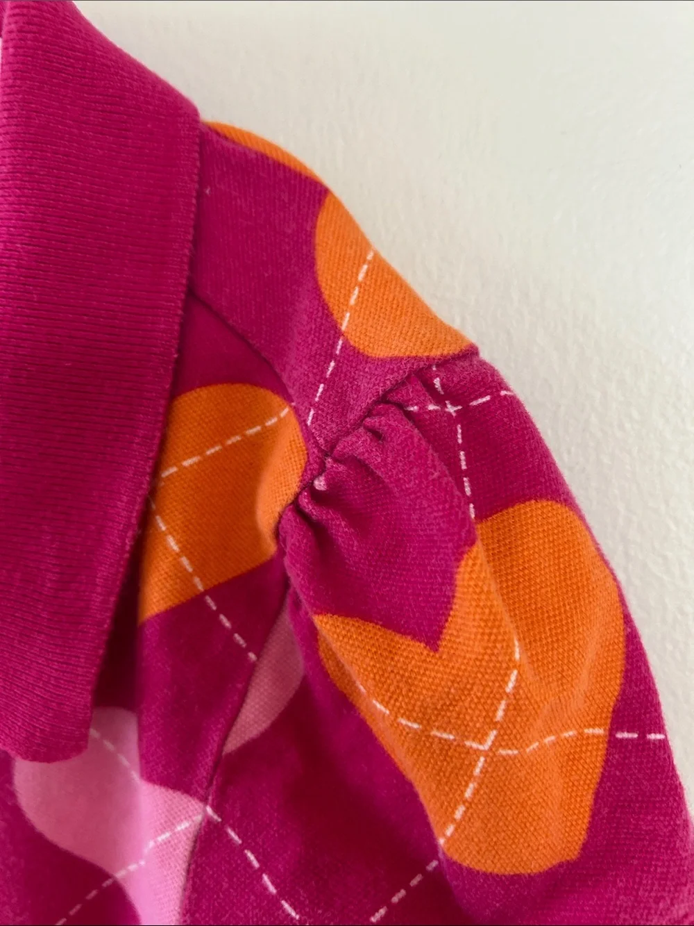 Old Navy Pink Polo Dress with Orange & Light Pink Hearts